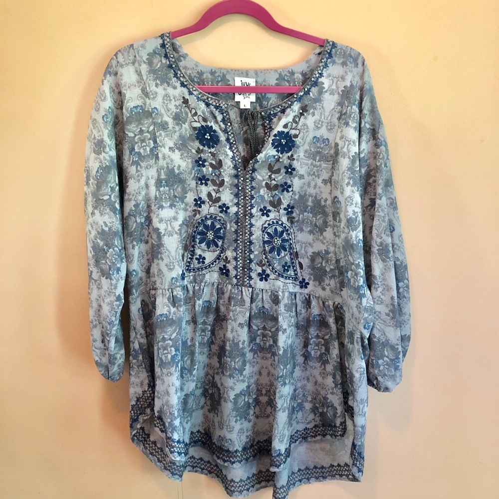 Jane Ivy Boho Embroidered Shirt